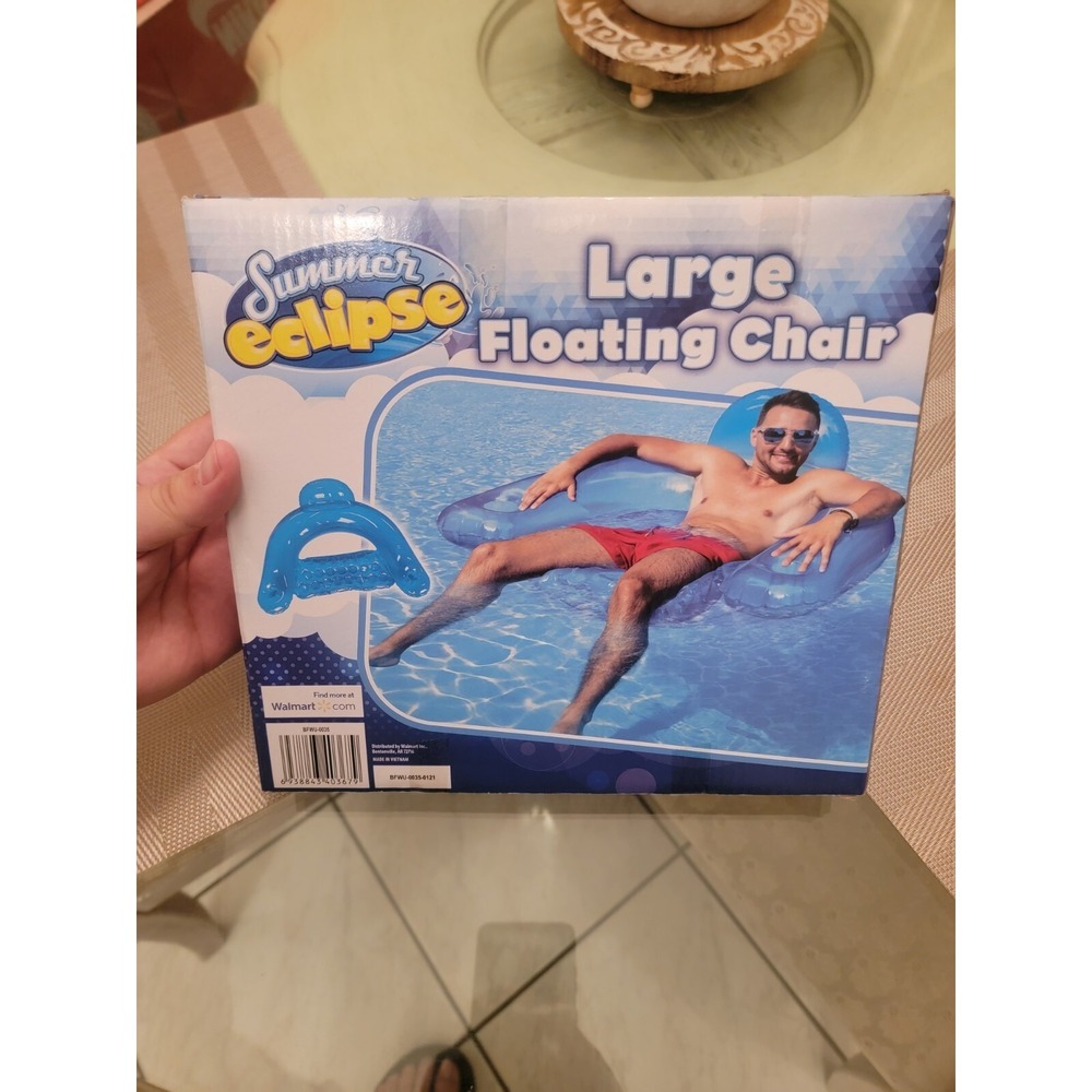 Summer Eclipse Large Floating Chair Inflatable For Pool ‎ With Coup Holder Blue